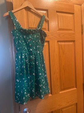 Green Floral Smocked Sundress